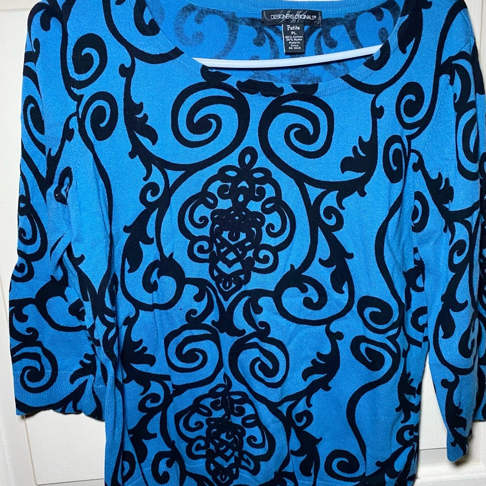Designer Originals Vibrant Blue and Black‎ Pattern Sweater